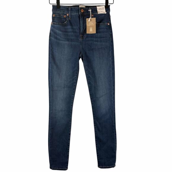 NWT J.Crew 9" High Rise Toothpick Jeans Dark Wash Blue Stretch Denim Size 24 - Picture 2 of 13